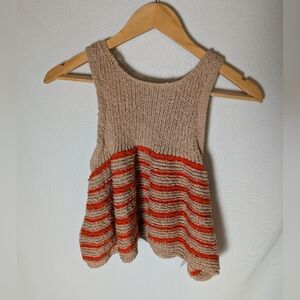 Pilcro Tan And Red Striped Knit Sweater Tank Top Size Small